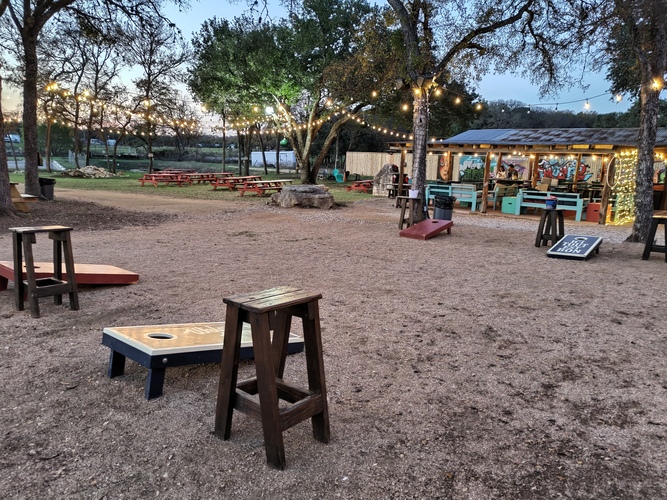 A view of the absolute vibe of a patio at Lustre Pearl South.